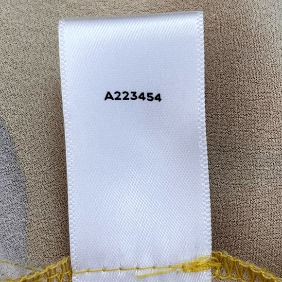 Karen Zambos KZ Feather Print Scalloped Dress Mustard Yellow Boho Size XS - Picture 9 of 10